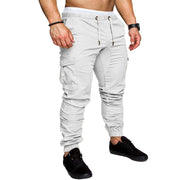 Slim fir cargo joggers for men in light gray, featuring adjustable waistband and side pockets.