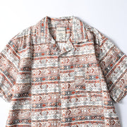 Men’s vintage Hawaiian print casual Cuban collar shirt
