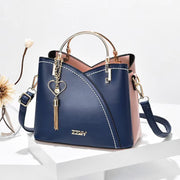 Navy blue women's color block shoulder bag with large capacity and premium look
