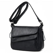 Women's genuine leather crossbody bag in black color
