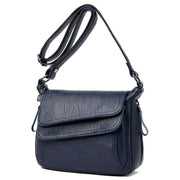 Women's genuine leather crossbody bag in blue color
