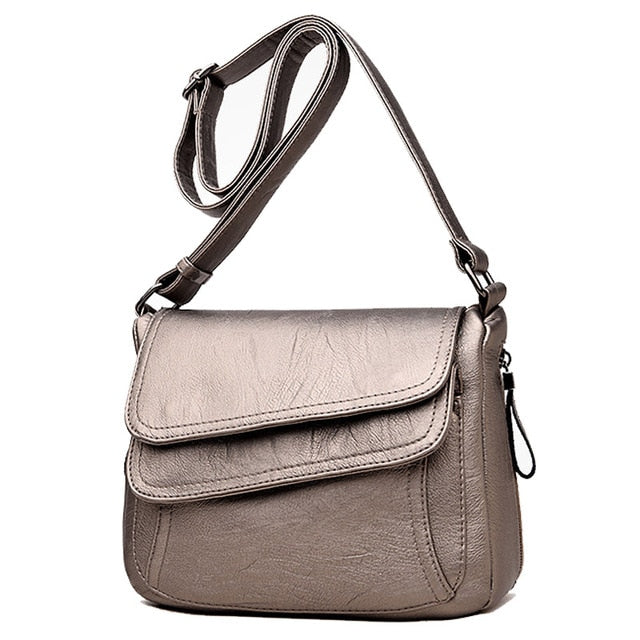 Women's genuine leather crossbody bag in bronze color
