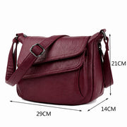 Women's genuine leather crossbody bag dimensions 29 cm x 14 cm x 21 cm
