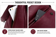 Multiple pocket storage compartments of women's genuine leather crossbody bag
