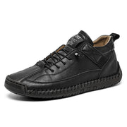 Women’s black hand-stitched casual comfort walking shoes
