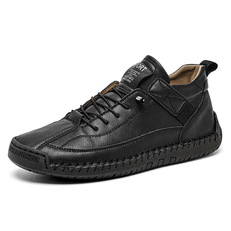 Women’s black hand-stitched casual comfort walking shoes

