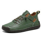 Women’s green hand-stitched casual comfort walking shoes
