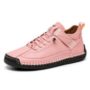 Women’s pink hand-stitched casual comfort walking shoes
