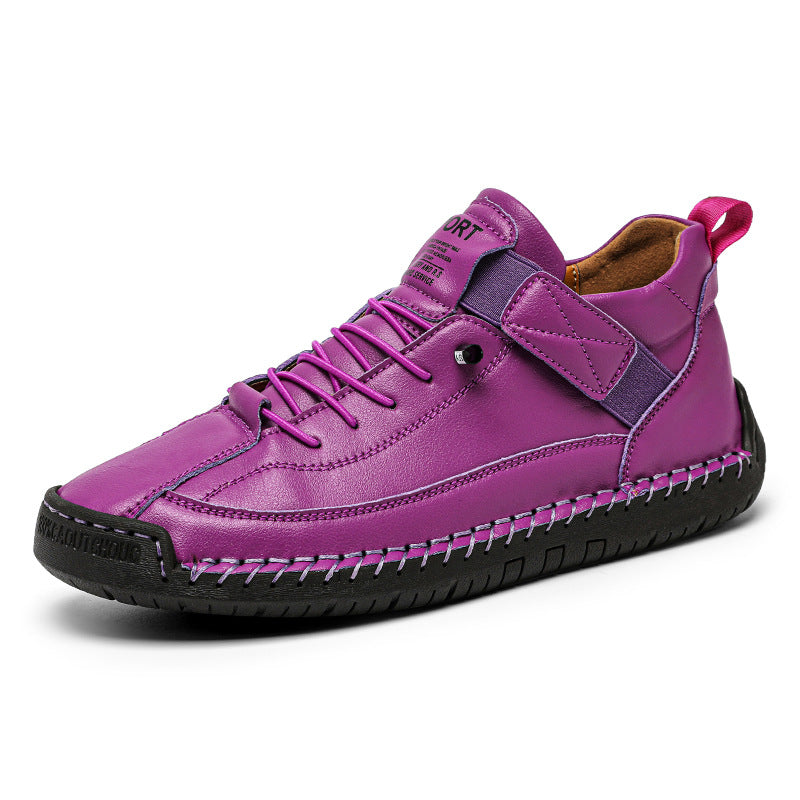 Women’s purple hand-stitched casual comfort walking shoes
