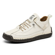 Women’s white hand-stitched casual comfort walking shoes
