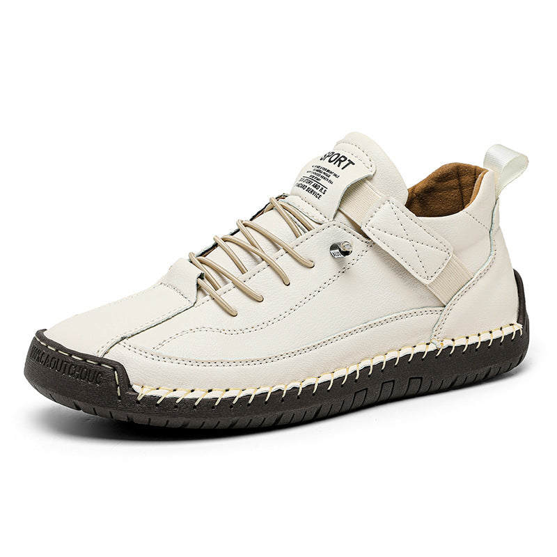 Women’s white hand-stitched casual comfort walking shoes
