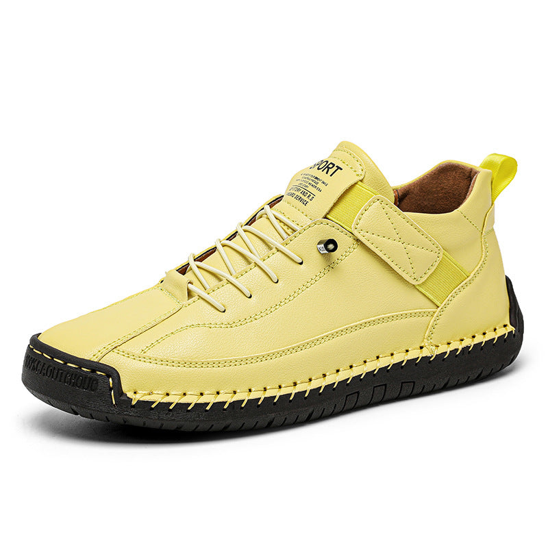Women’s yellow hand-stitched casual comfort walking shoes
