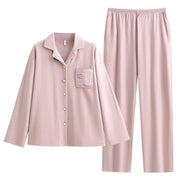 Women's Premium Fleece Pajama Set in Blush Pink with Long Sleeve Top and Full-Length Pants
