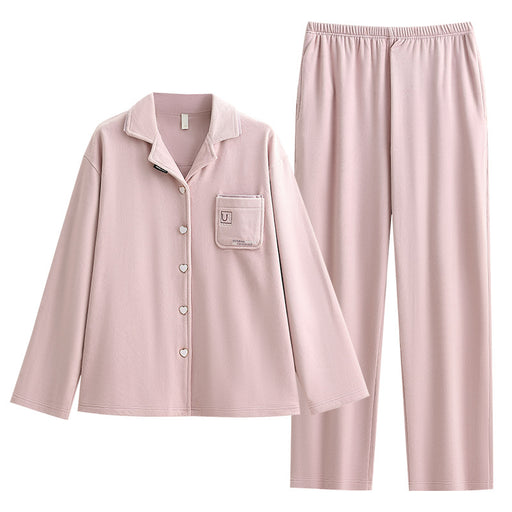 Women's Premium Fleece Pajama Set in Blush Pink with Long Sleeve Top and Full-Length Pants
