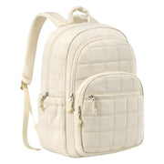 Off white quilted women’s backpack for travel, work, school, and everyday use