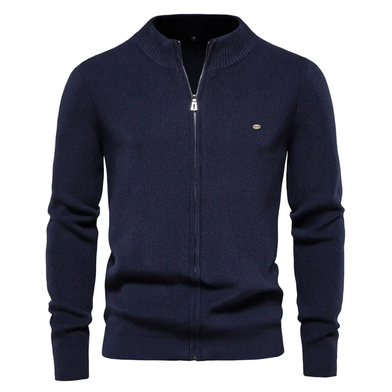 Solid Color Zipper Sweater for Men